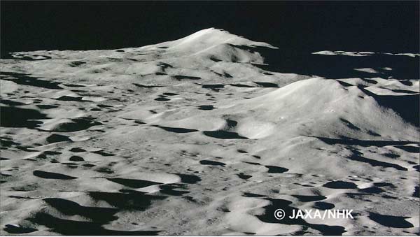 Kaguya s HD camera took this picture of the Moon's surface just before 